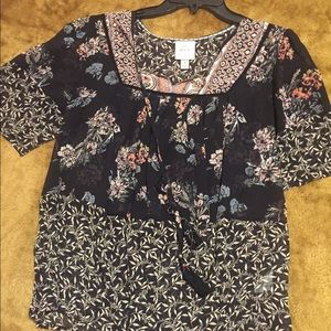 Black flowered blouse